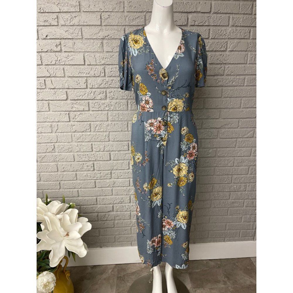 Bands of Gypsies Floral V Neck Jumpsuit Size S NWT